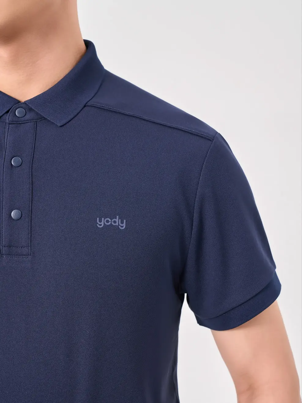 Áo Polo Nam Cafe Tổ Ong Nẹp Cúc Cúc Bấm - Navy - M