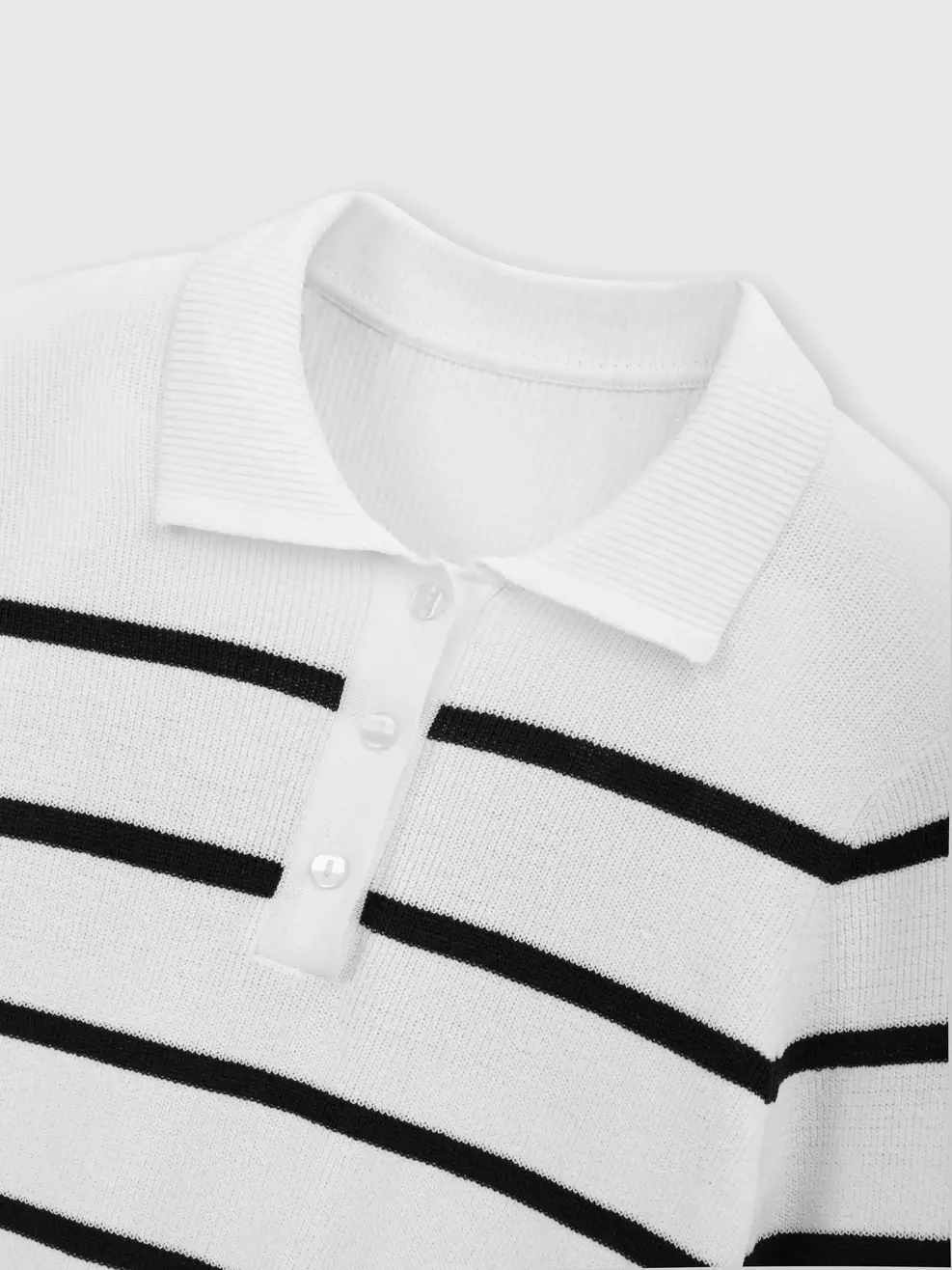 Áo Len Polo Nữ Kẻ Ngang - Kẻ Trắng 074 - S