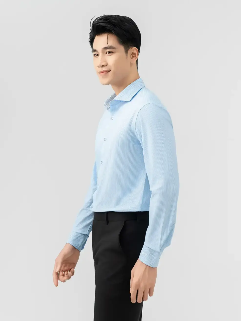 Áo Sơ-mi nam dài tay Knit kẻ sọc (SMM7019) - Kẻ Xanh Da Trời 192 - M