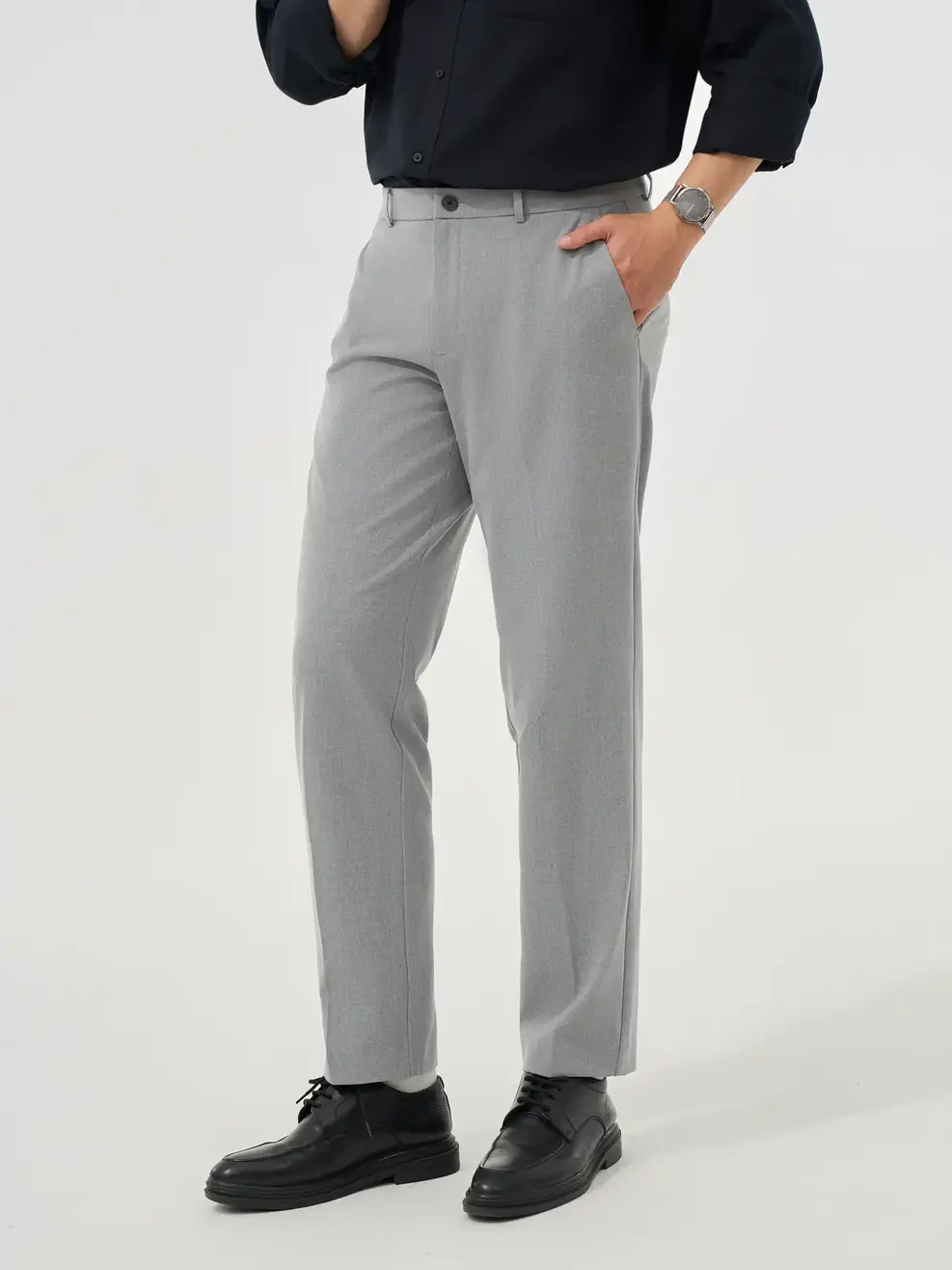 Quần Âu Nam Ngang Mắt Cá Chân Khóa Kéo - Xám melanger 041 - 29