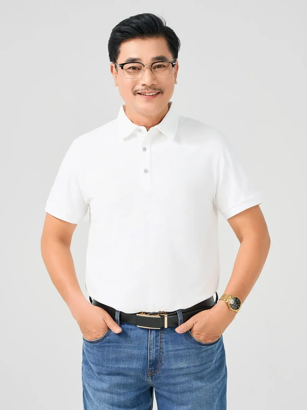 Polo Nam Bổ Thân  - Trắng - 4XL
