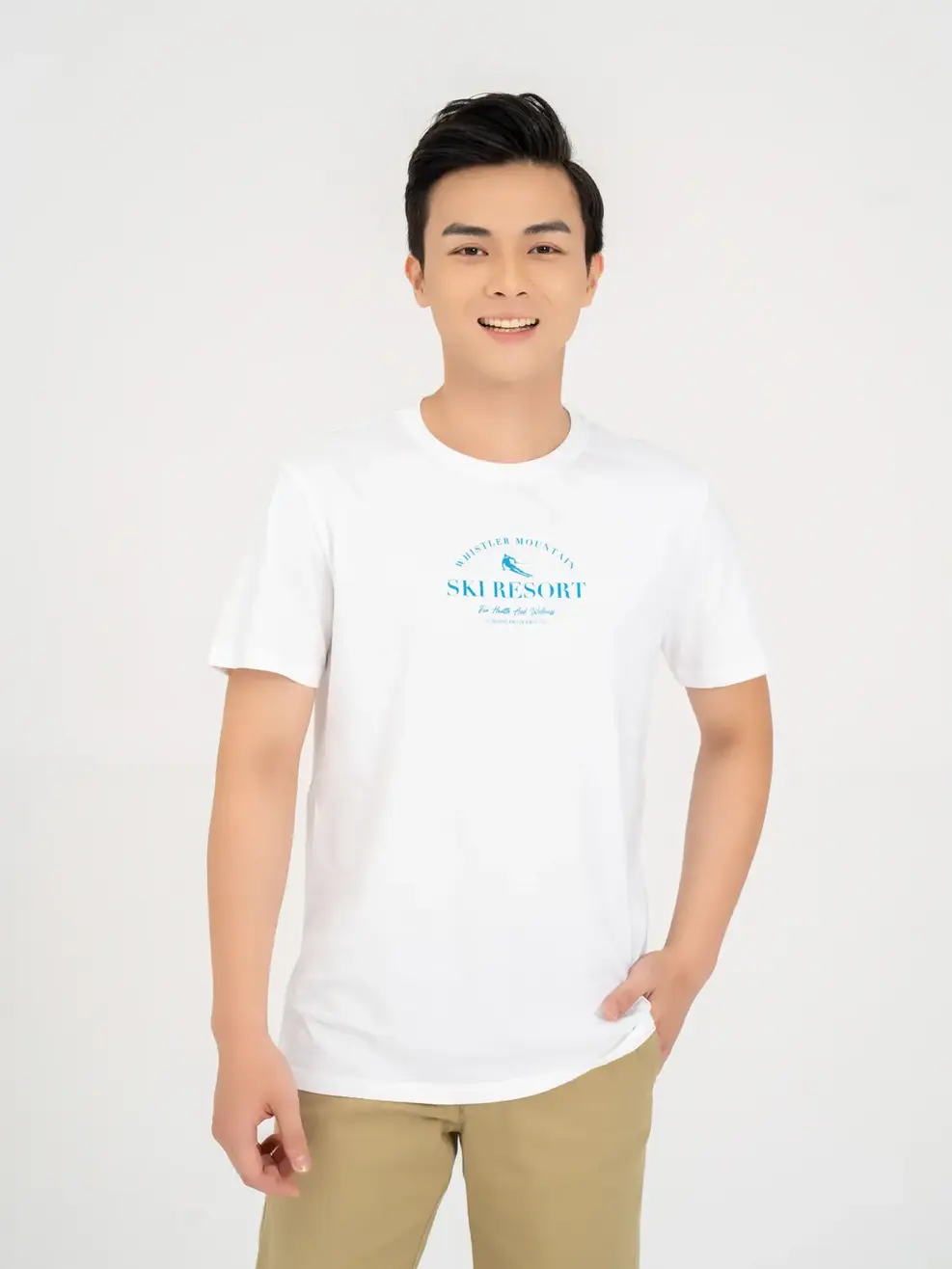 Áo thun nam in Skiresort - Trắng - M