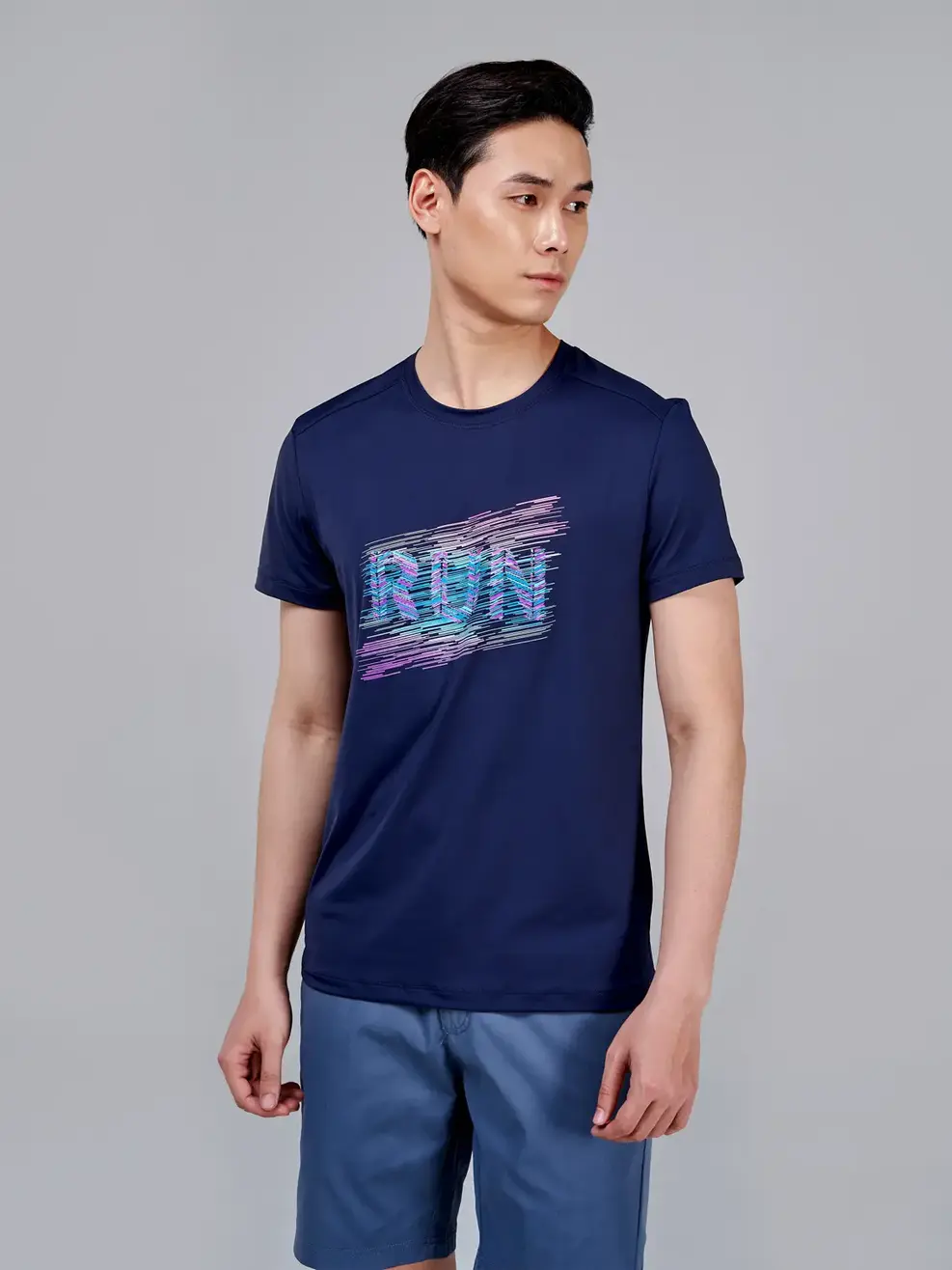 T-shirt thể thao nam run - Tím than - XL
