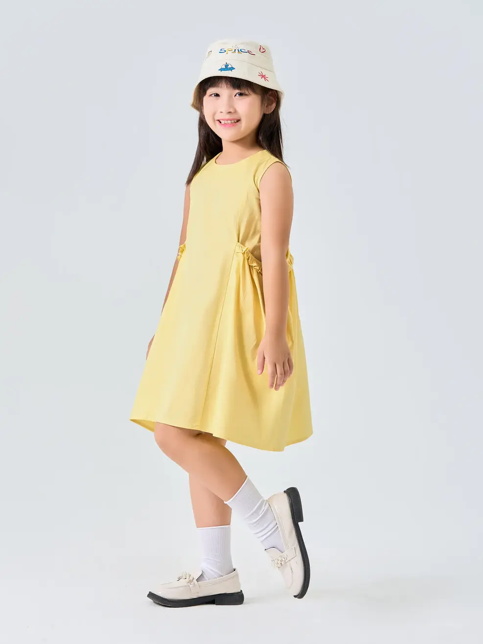 Đầm Kid Nhún Bồng - Vàng - 2-3