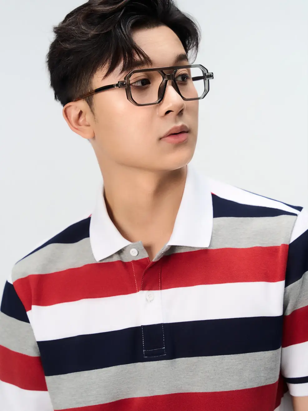 Áo Polo Nam Ngắn Tay Regular Kẻ To - Kẻ Đỏ 037 - M