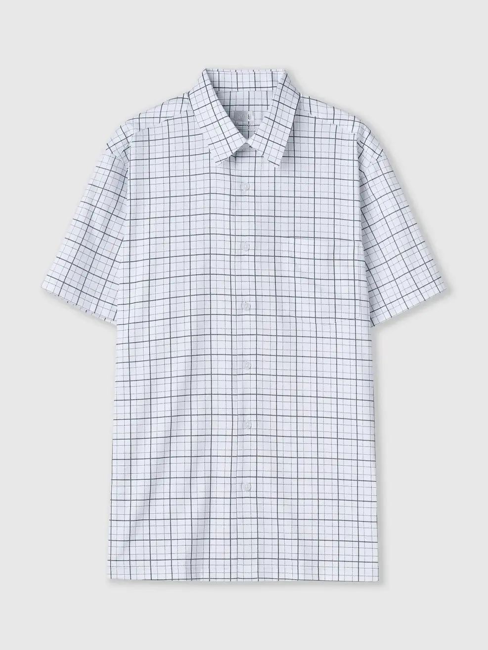 Áo Sơ-mi Ngắn Tay kẻ caro vạt ngang Regular - Kẻ Xám 174 - M