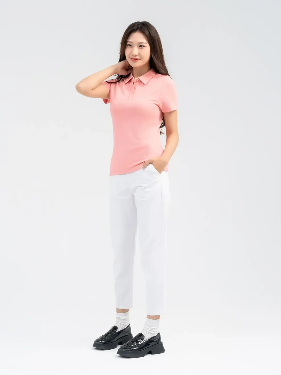 Polo Nữ Cafe Nẹp Giấu Cúc - Hồng - S