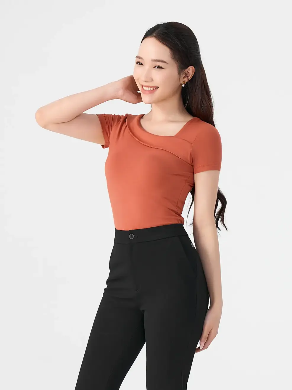 Áo Phông Nữ Cách Điệu - Cam - S