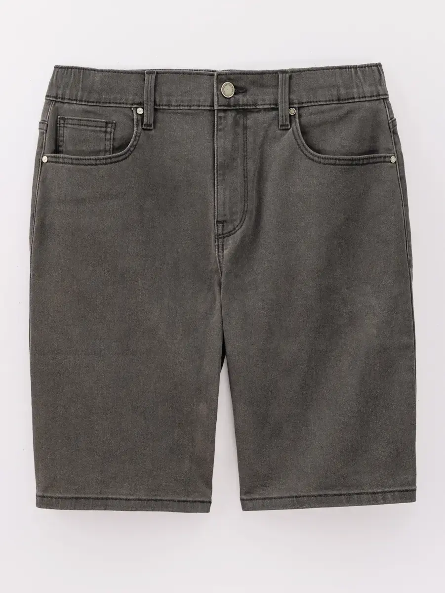 Quần Short Jeans Nam Regular Cạp Chun - Đen Khói - 28