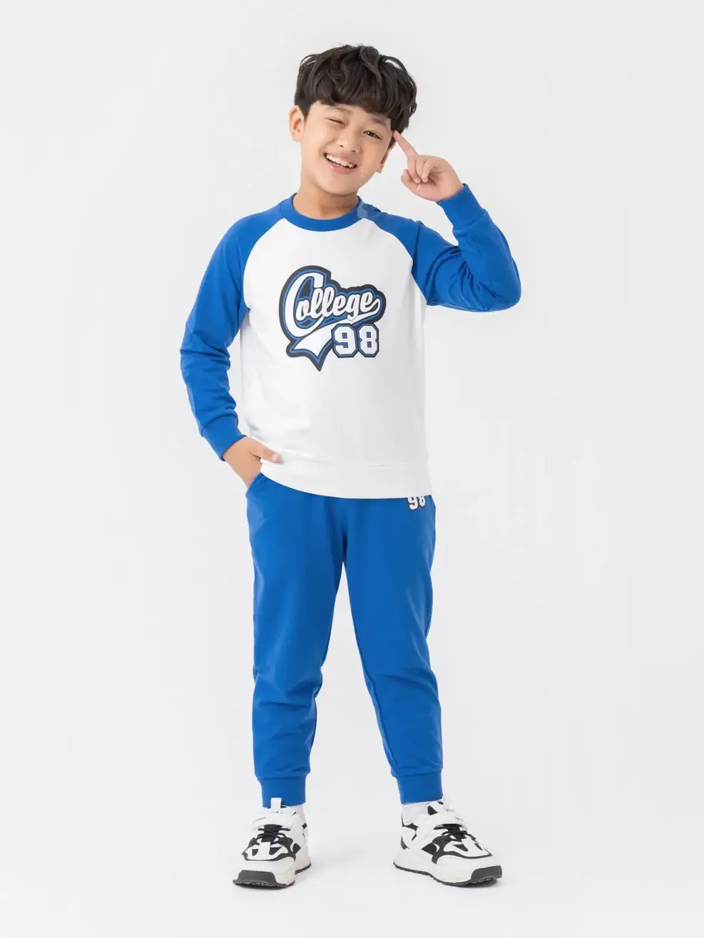 Bộ Thu Đông Kid Nhỏ Tay Raglan - Xanh coban - 2