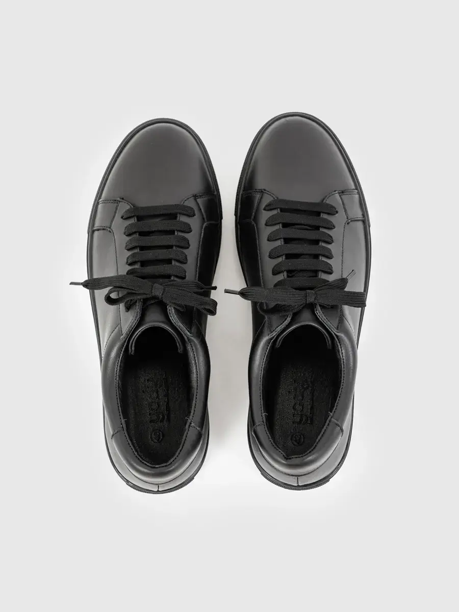 Giày Nam Sneaker Da Nappa - Đen - 40