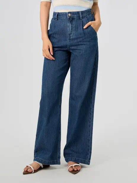 Quần Jeans Ống Suông Cạp Chun Mỏng Nhẹ