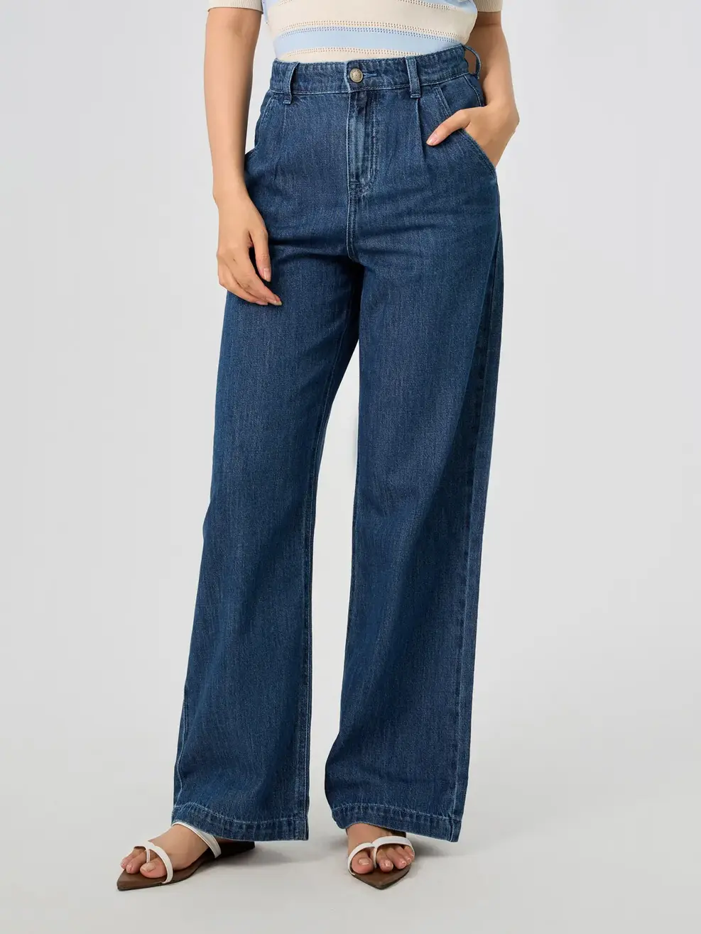 Quần Jeans Ống Suông Cạp Chun Mỏng Nhẹ - Màu chàm 001 - 26