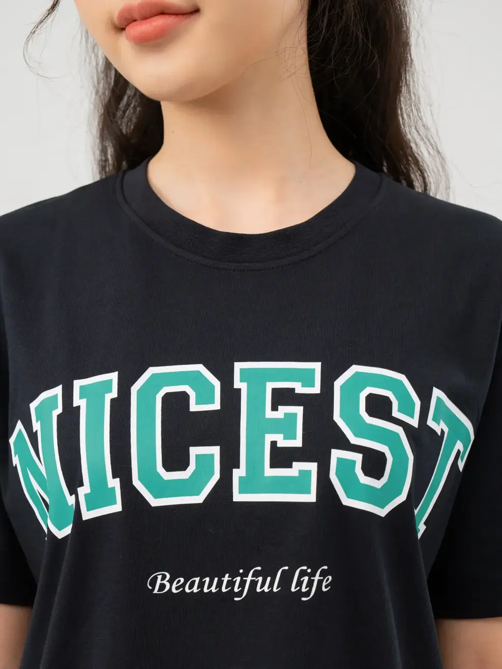 T-shirt Nữ In Nicest Bột Ngô - ĐEN 1 - S