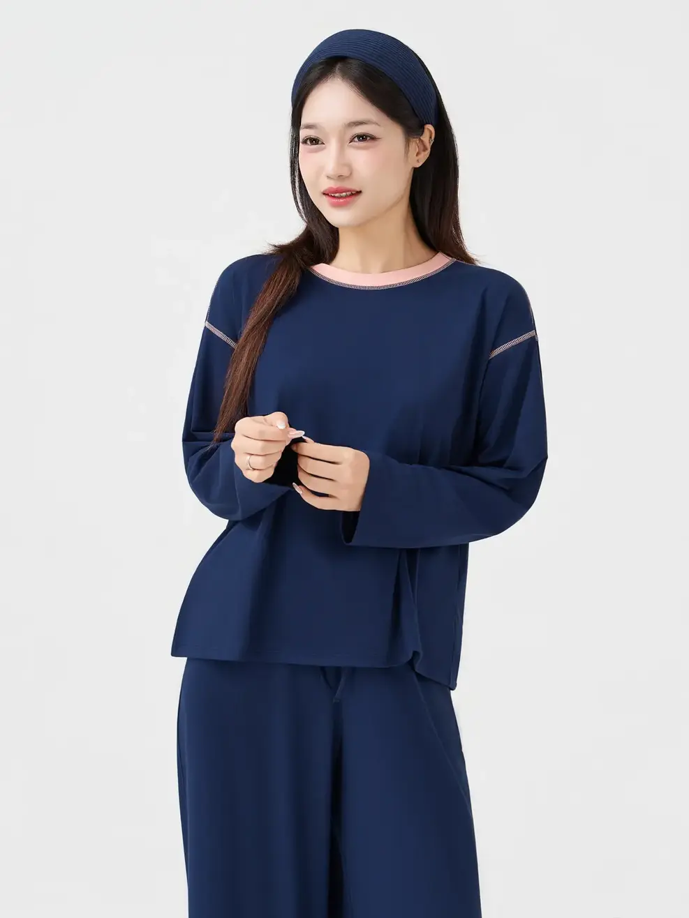 Bộ Đồ Nữ Dáng Suông Phối Màu - Tím Than 058 - XS