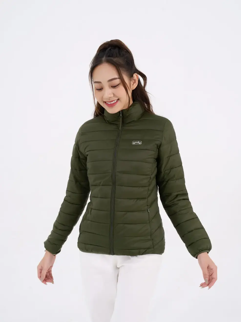 Phao nữ dáng ôm không mũ Yody - Rêu - M