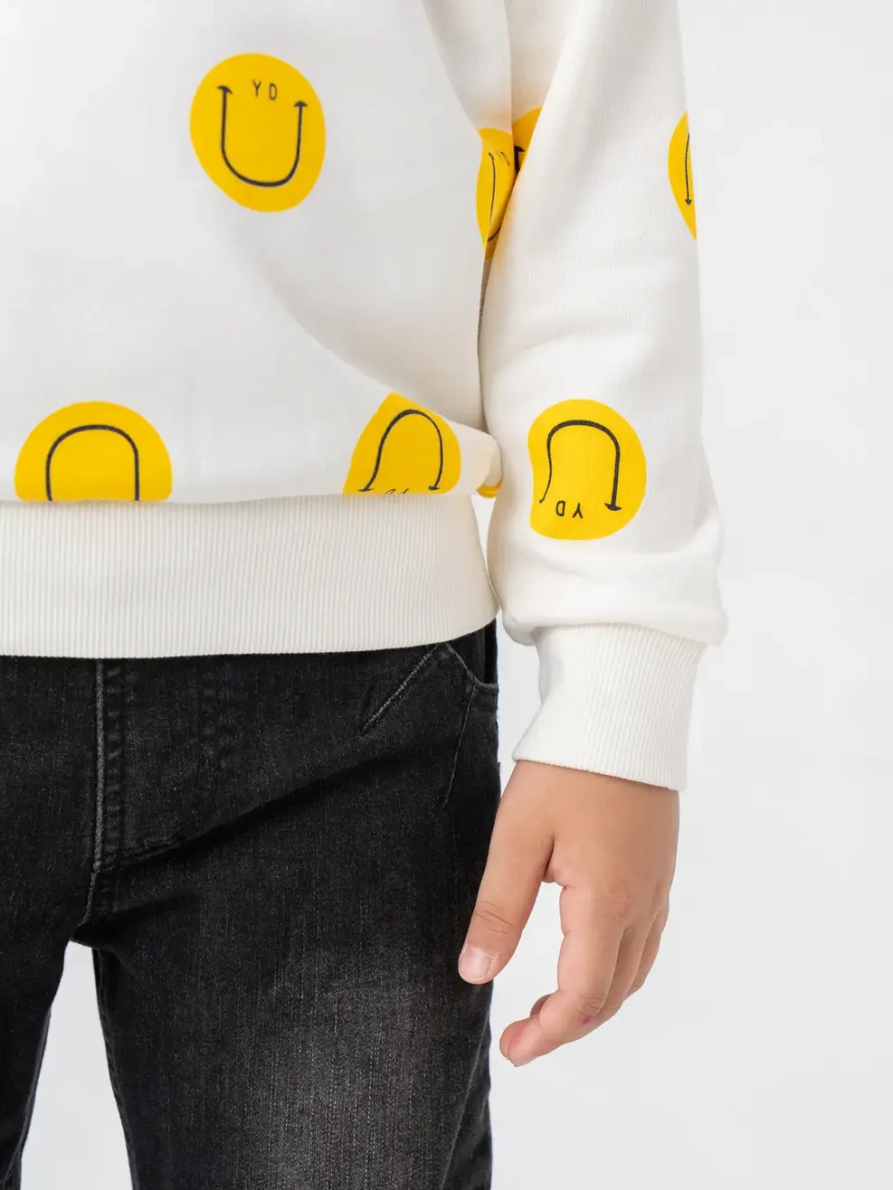 Áo Dài Tay Kid In Tràn Bo Gấu Họa Tiết Mặt Cười - Trắng. - 2