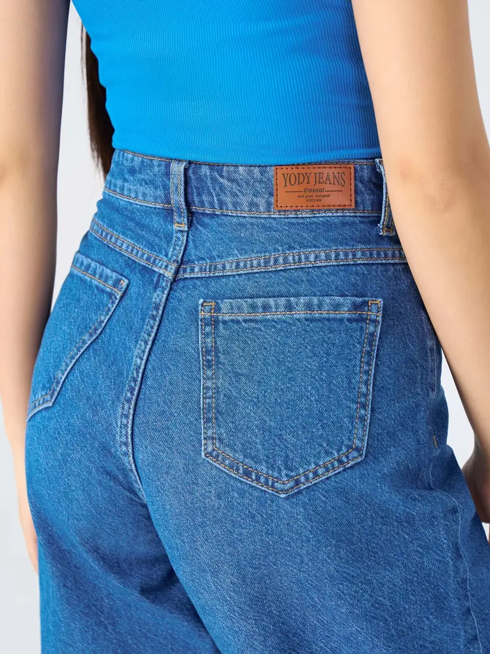 Sooc Jean Nữ Ống Suông Cạp Chéo - Xanh đậm - 25