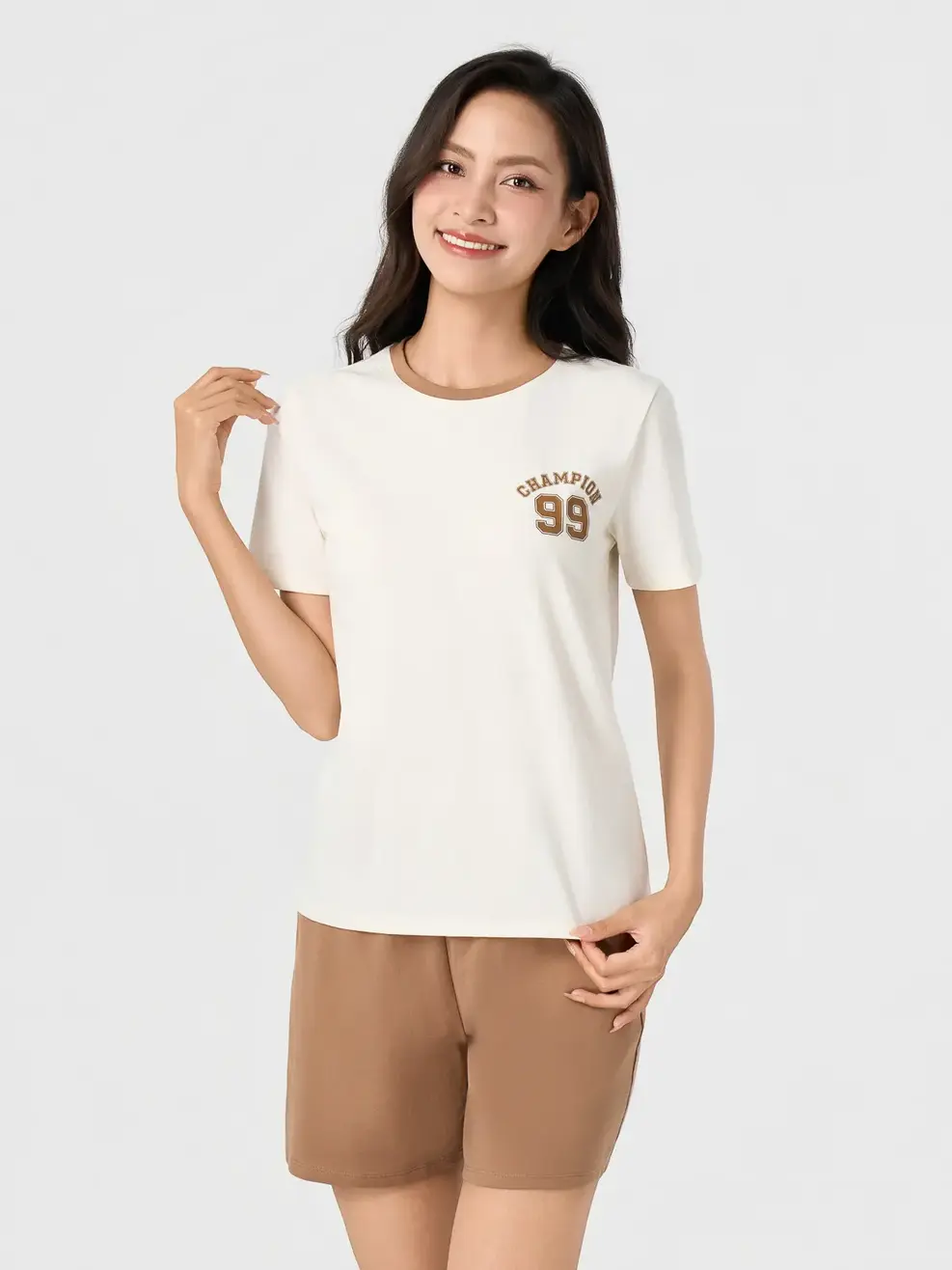 Bộ Đồ Nữ In Số 99 - Màu nâu 005 - S