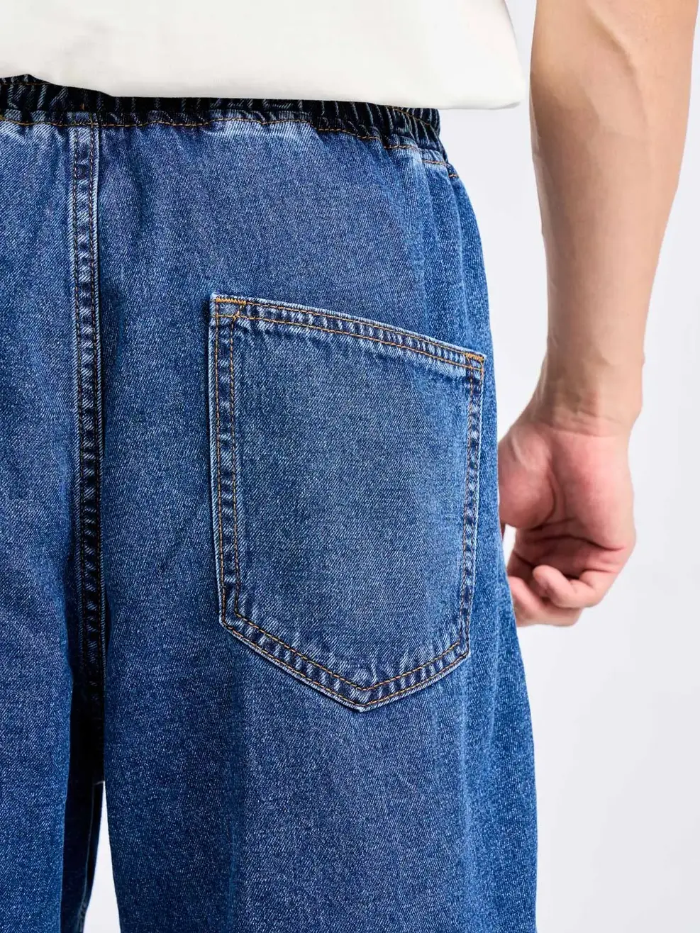 Sooc Jean Nam Dáng Suông Cạp Chun - Xanh đậm - 28