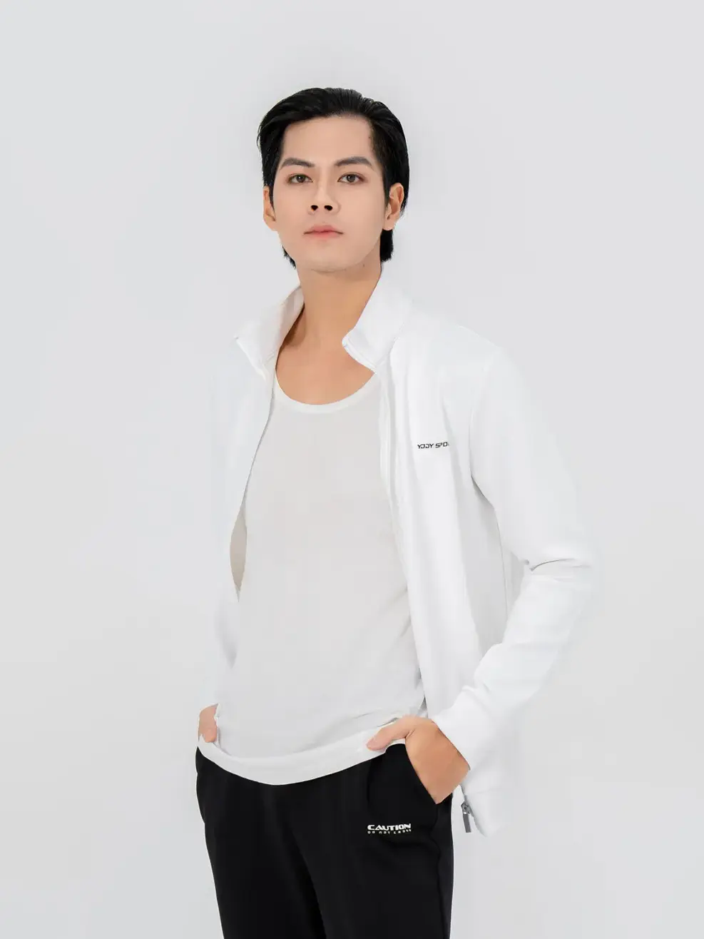Áo khoác thể thao nam bo gấu  - Trắng - M