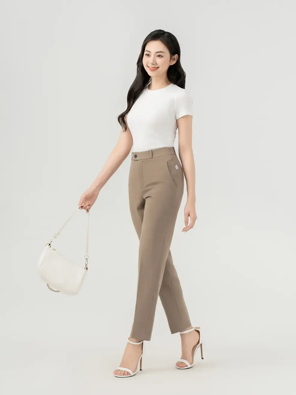 Quần Âu Nữ Côn Túi Tam Giác (qan7070) - NÂU GHI  - S