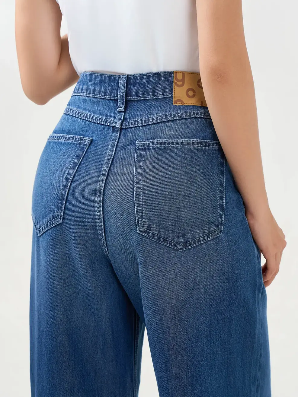 Quần Jeans Nữ Wide Leg Cạp Cao - Màu chàm 002 - 28