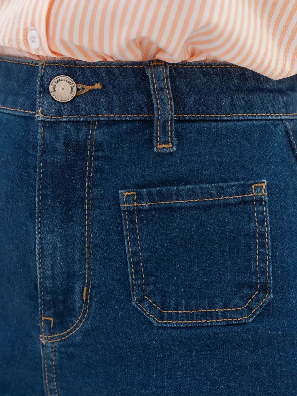 Quần Short Jeans Nữ Túi Vuông - Xanh đậm - 25