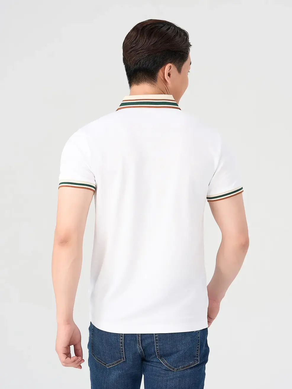 Áo Polo Nam Bo Cổ Phối Màu - Trắng - 3XL
