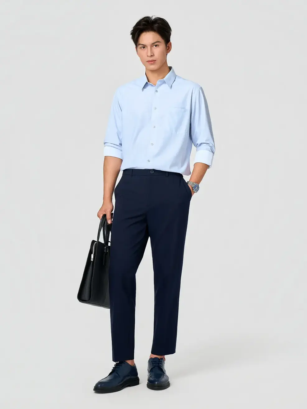 Áo Sơ-mi nam dài tay kẻ caro cao cấp - Kẻ Xanh Da Trời 187 - M