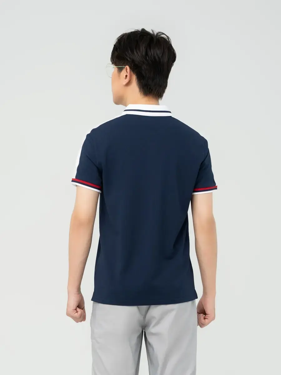 Polo Nam Cafe Phối Tay - Navy Phối Trắng 1 - M