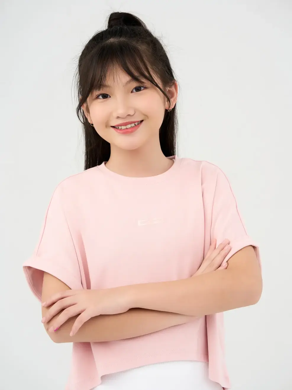 Áo Thun Sport Croptop In Logo - Hồng trắng - 8