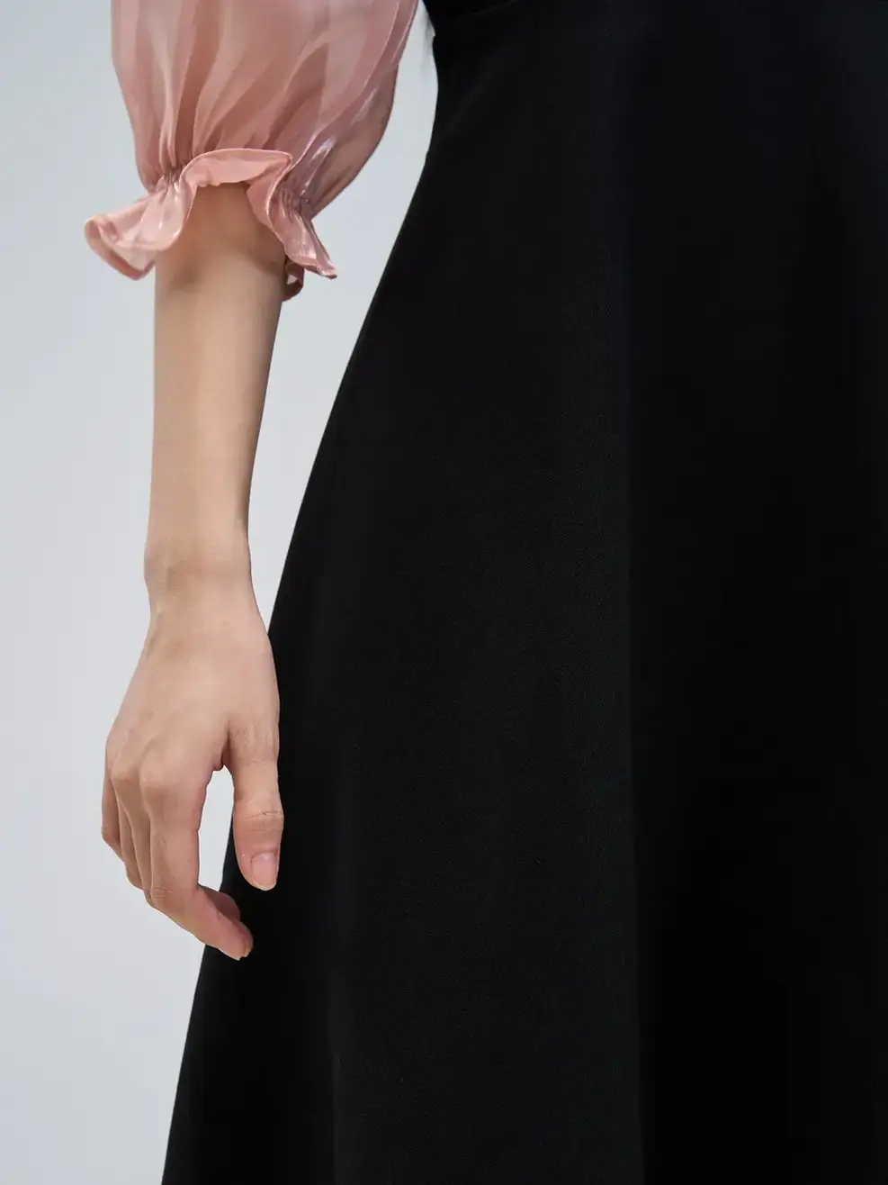 Đầm xòe phối tay - Cam - S