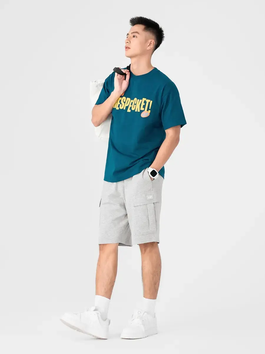 Quần Sooc Yoguu Túi Hộp Mác Cao Su - Be melange - M