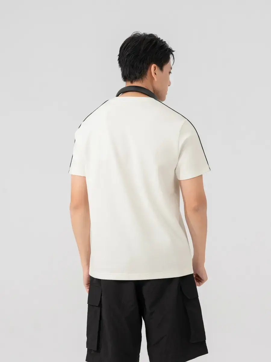 T-shirt Nam Regular Phối Lé Vai  - Trắng - M