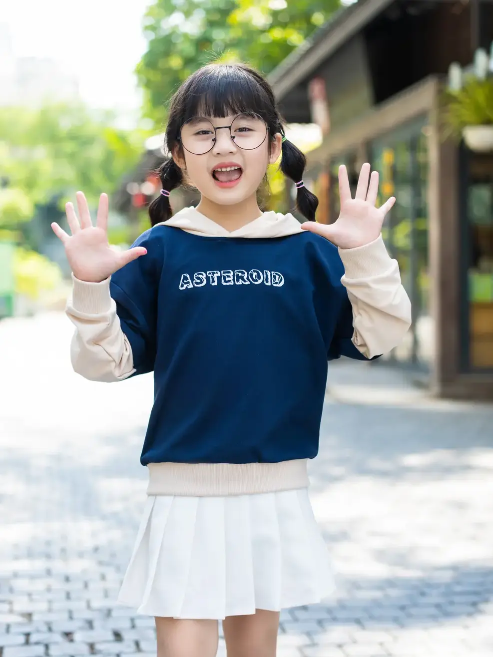 Áo nỉ kid phối tay Asteroid - Navy - 8