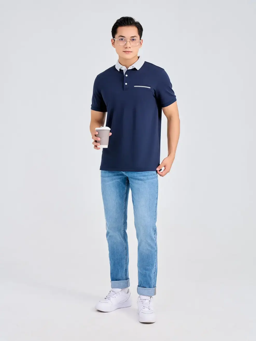 Quần Jeans Nam Slim Fit Mài Xước  - Xanh nhạt - 28