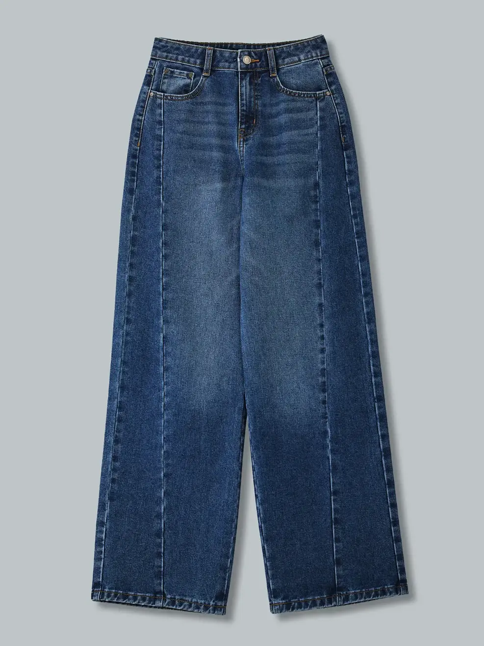 Quần Jeans Wide Leg Đường Can Chéo - Màu chàm 001 - 26