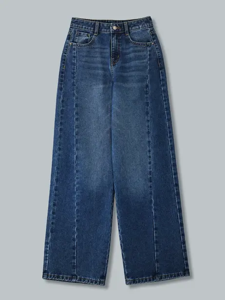 Quần Jeans Wide Leg Đường Can Chéo
