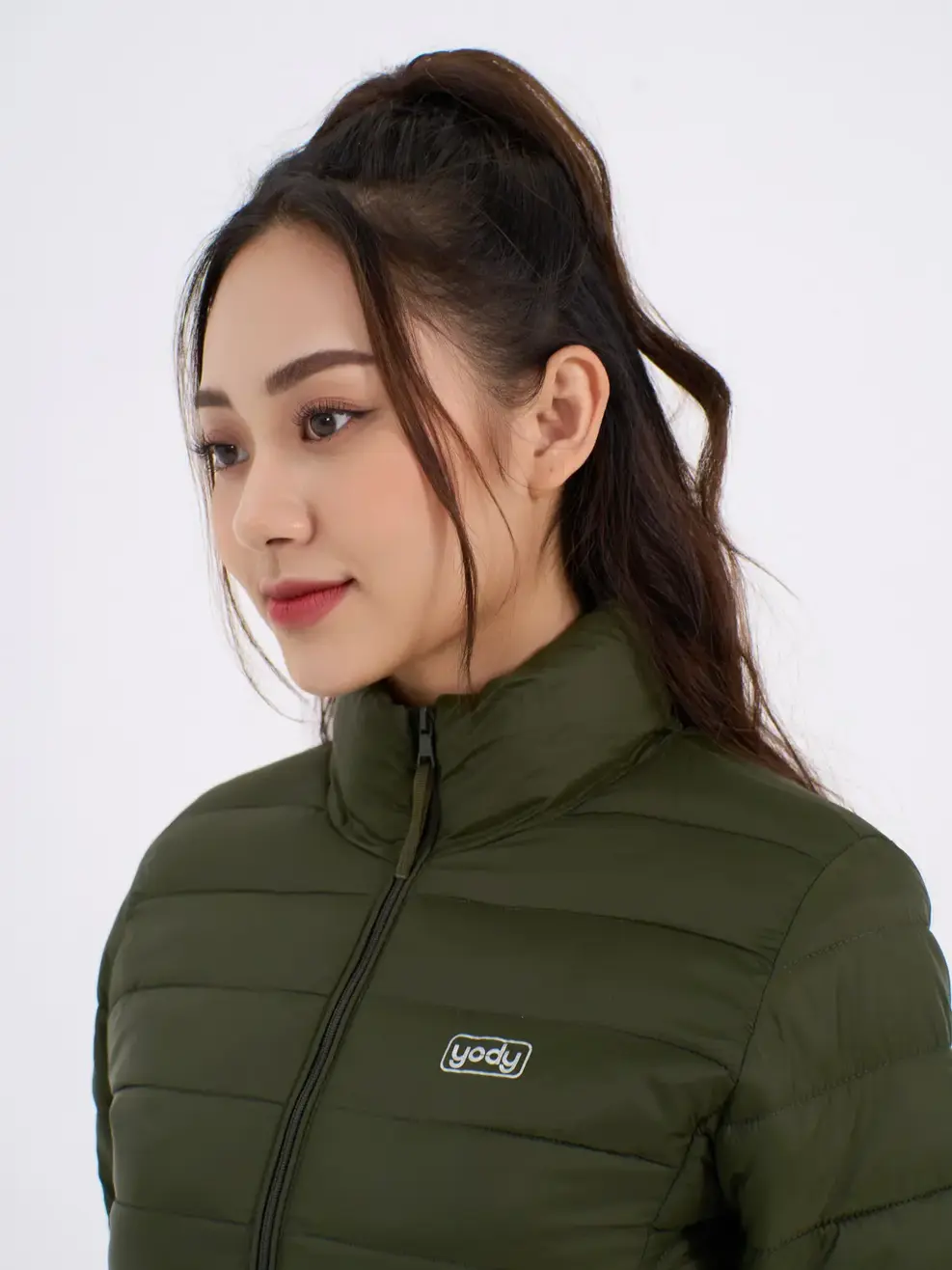 Phao nữ dáng ôm không mũ Yody - Rêu - M