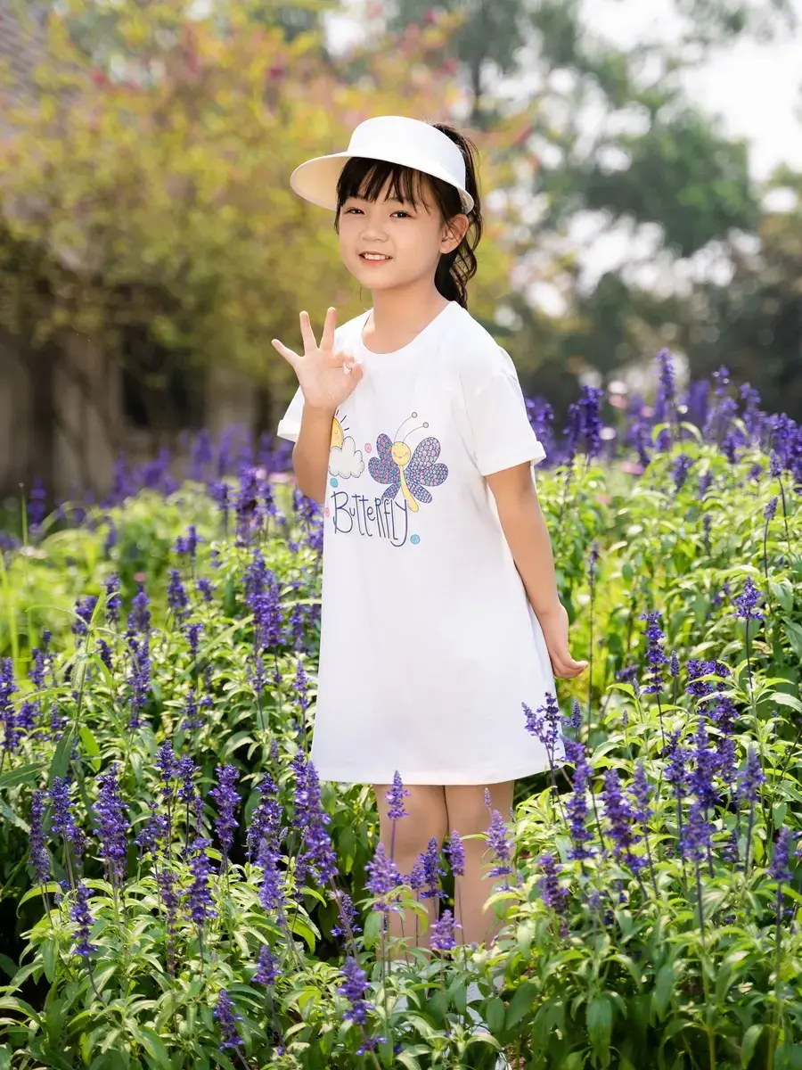 Váy kid nữ cánh bướm thêu - Trắng - 10