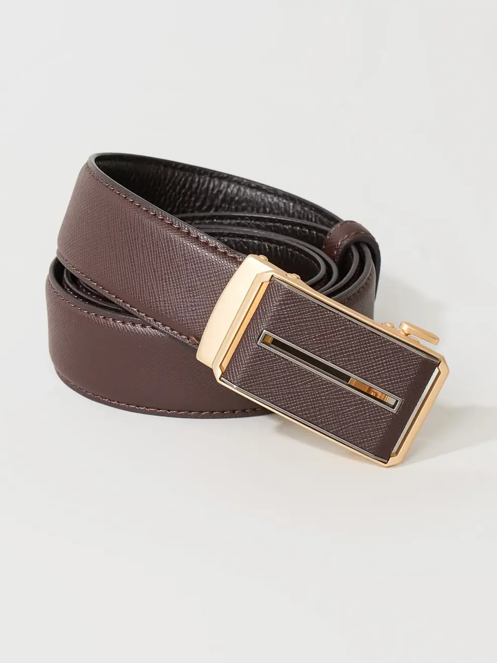 Thắt Lưng Nam Khoá Lăn Mặt Kim Loại Phối Da 04 - Nâu - 115