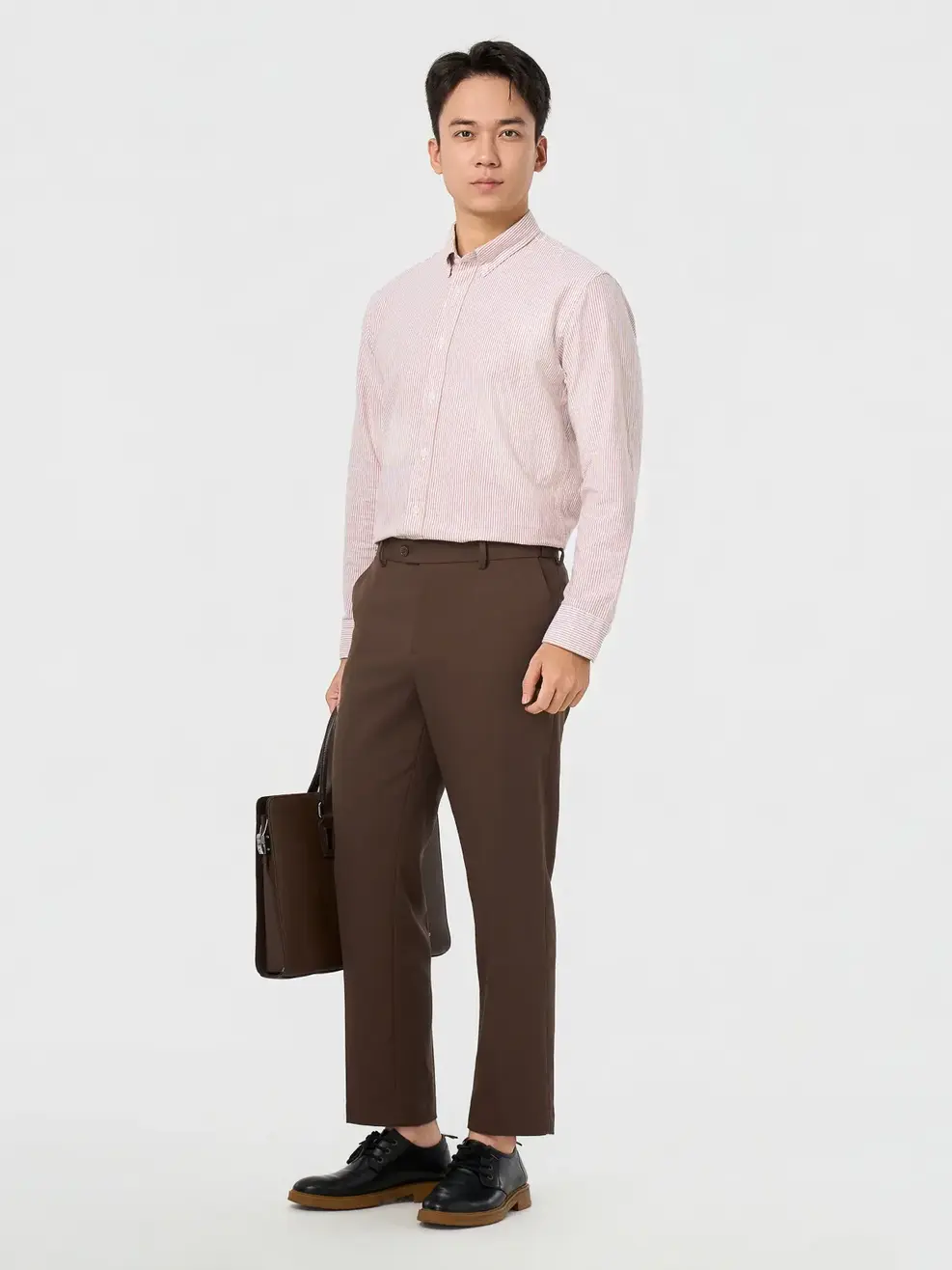 Áo Sơ-mi nam oxford kẻ sọc - Kẻ nâu 103 - M
