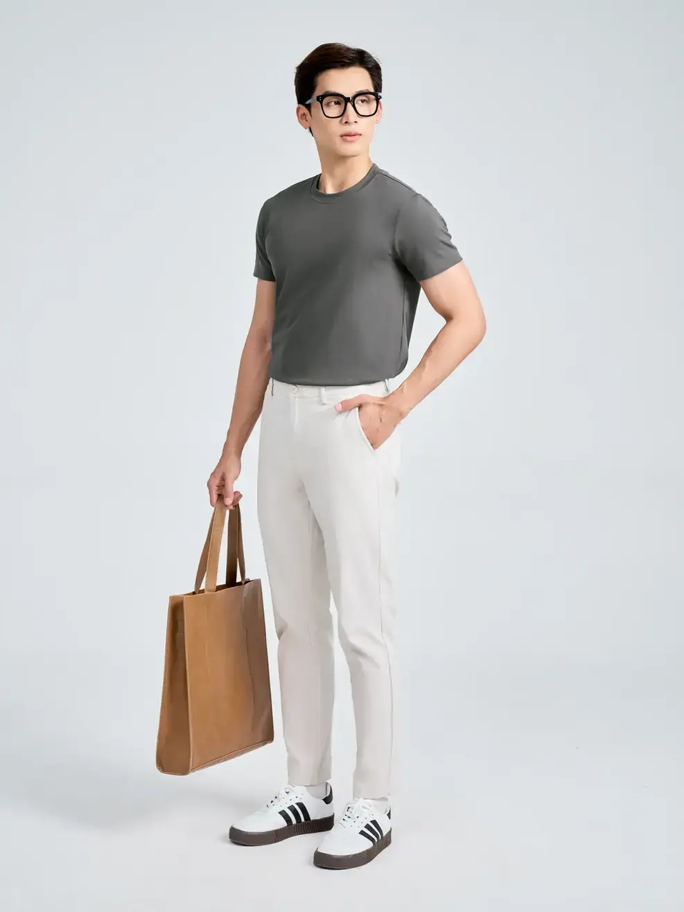 Áo Phông Nam Slimfit Thun Rib Cotton Mềm (TSM7188) - Than chì 007 - 2XL