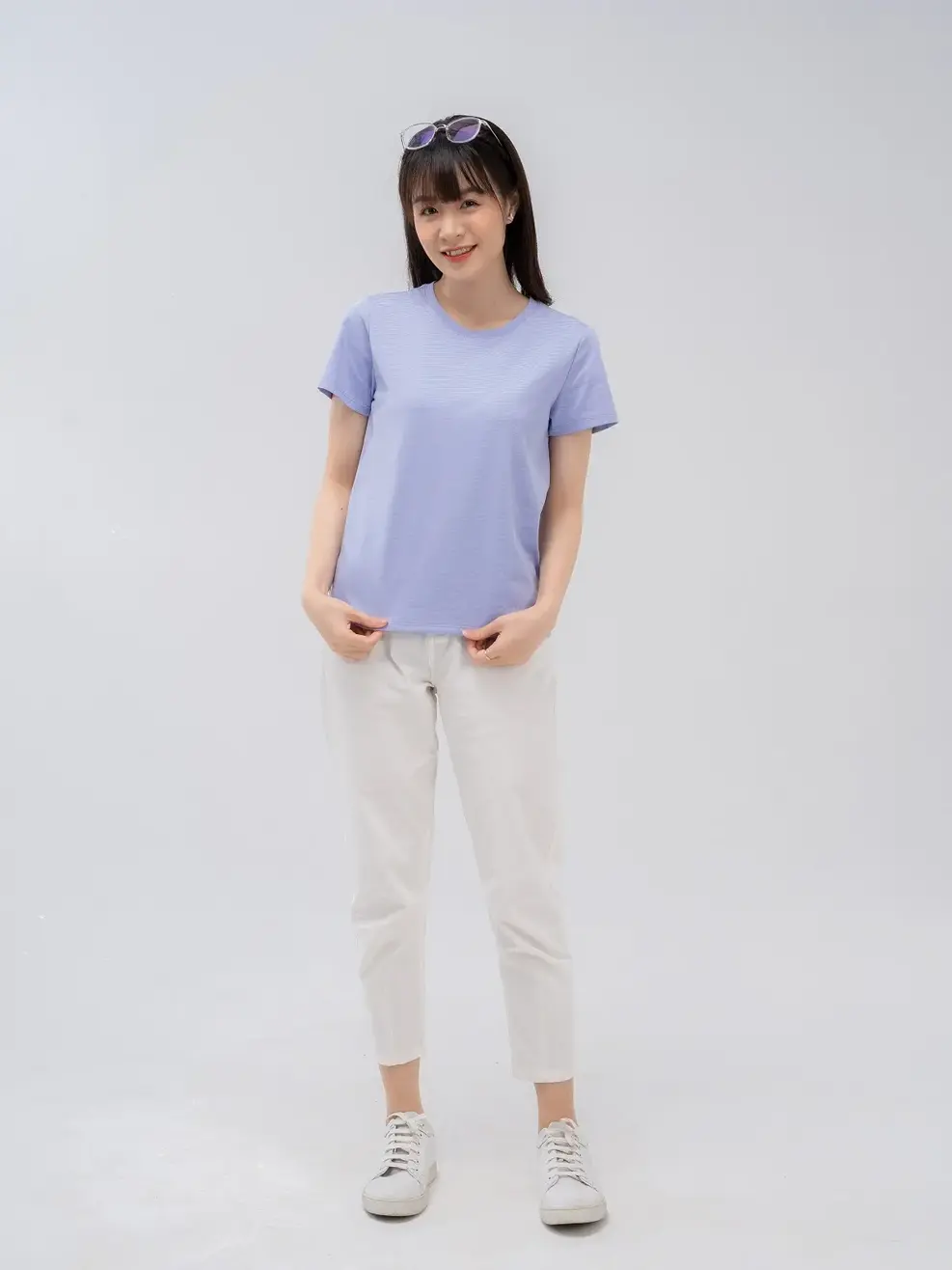 Áo thun nữ logo ngực - Tím - 2XL