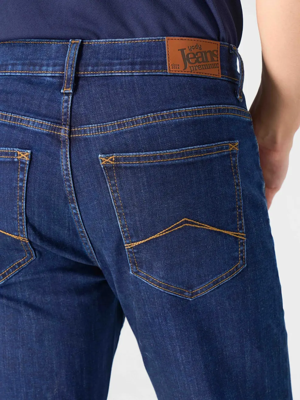 Quần Jeans Nam Regular Scafe Thêu Túi - Xanh đậm - 28
