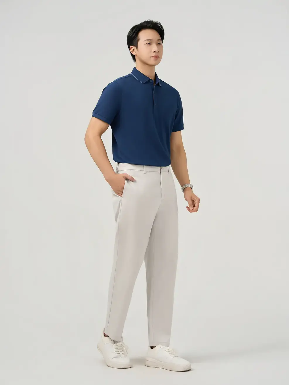 Áo Polo Nam Mắt Chim Cơ Bản Dáng Suông - Tím Than 006 - S