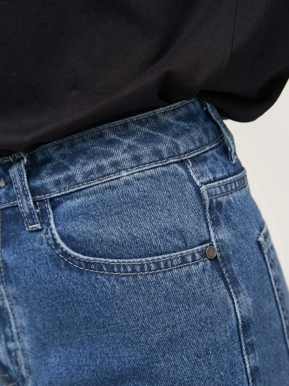 Quần Jeans nữ rách baggy - Xanh - 28
