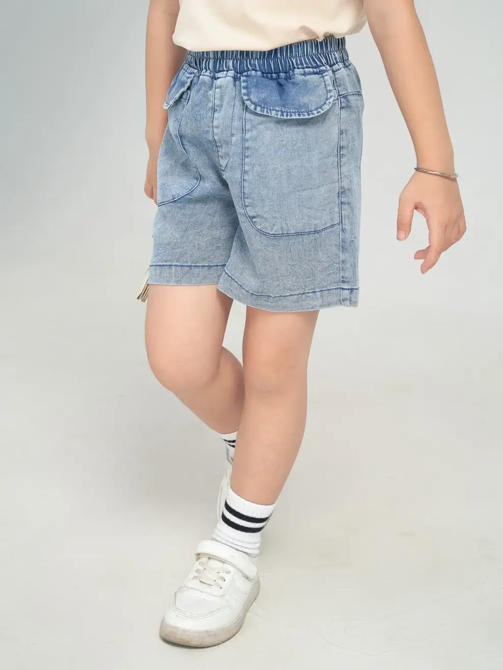 Sooc jeans kid nữ regular cạp chun - Xanh - 4-5