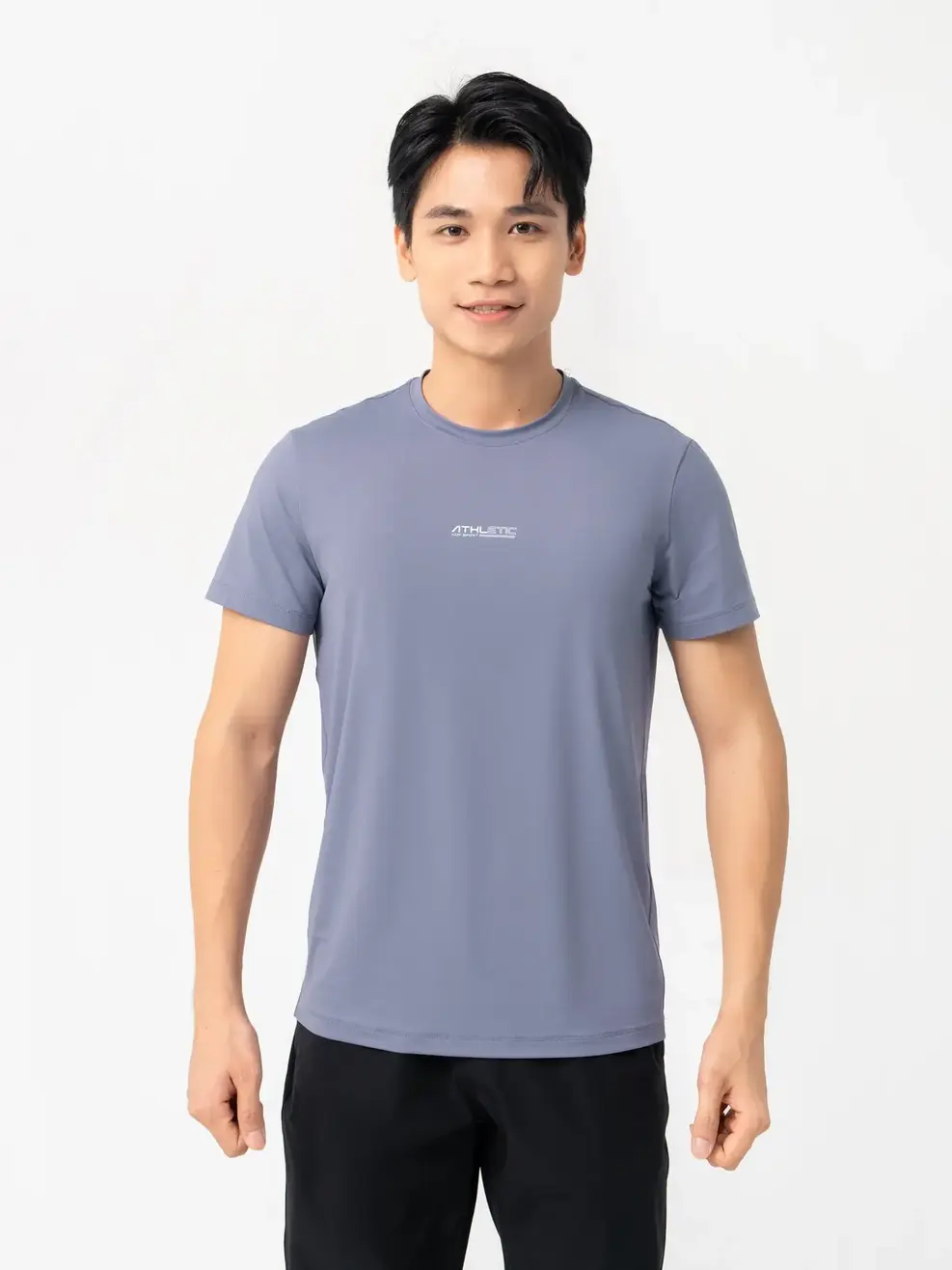 T-shirt Thể Thao Nam In Ngực Athletic - Ghi - M